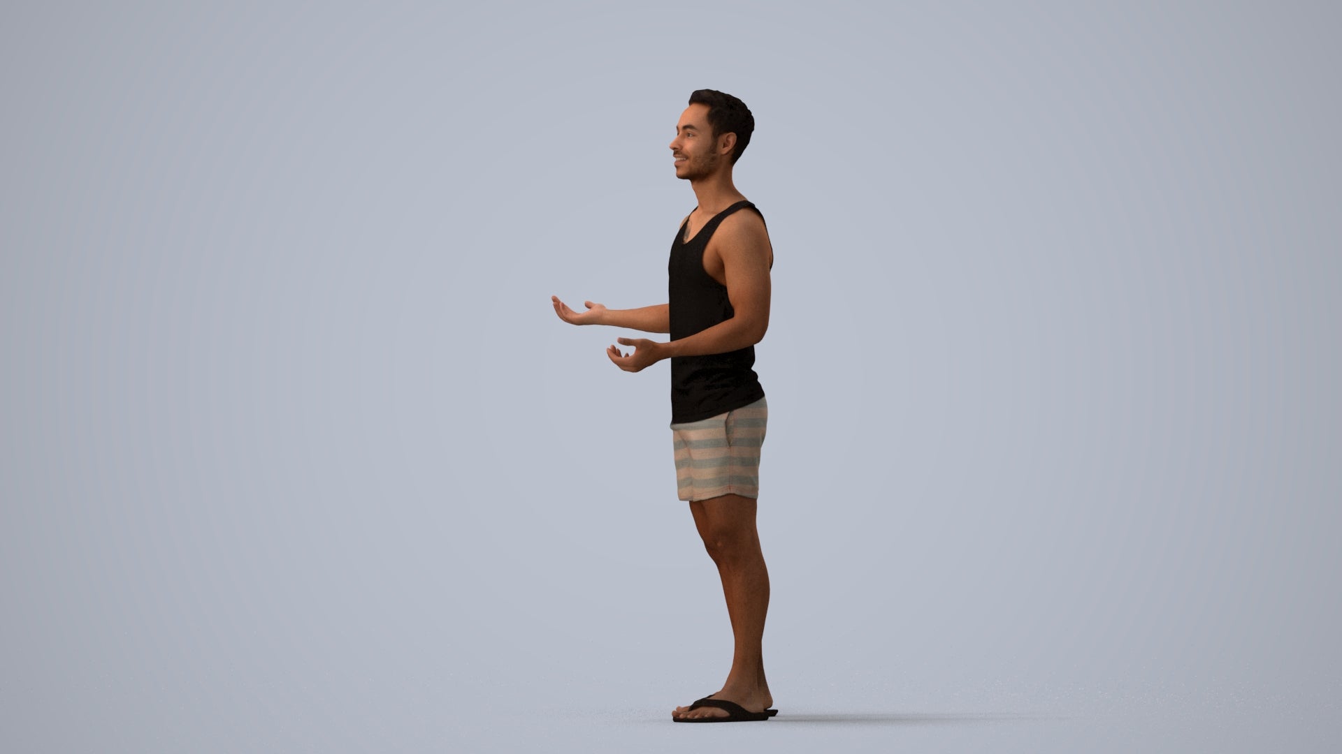 realistic 3D human man casual standing, archviz people FBX OBJ for Blender, three-quarter view render