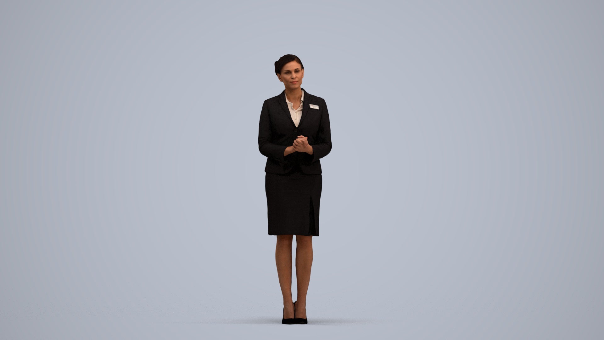 3D scanned woman standing, photorealistic archviz people for Enscape and SketchUp, standing pose render