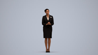 3D scanned woman standing, photorealistic archviz people for Enscape and SketchUp, standing pose render