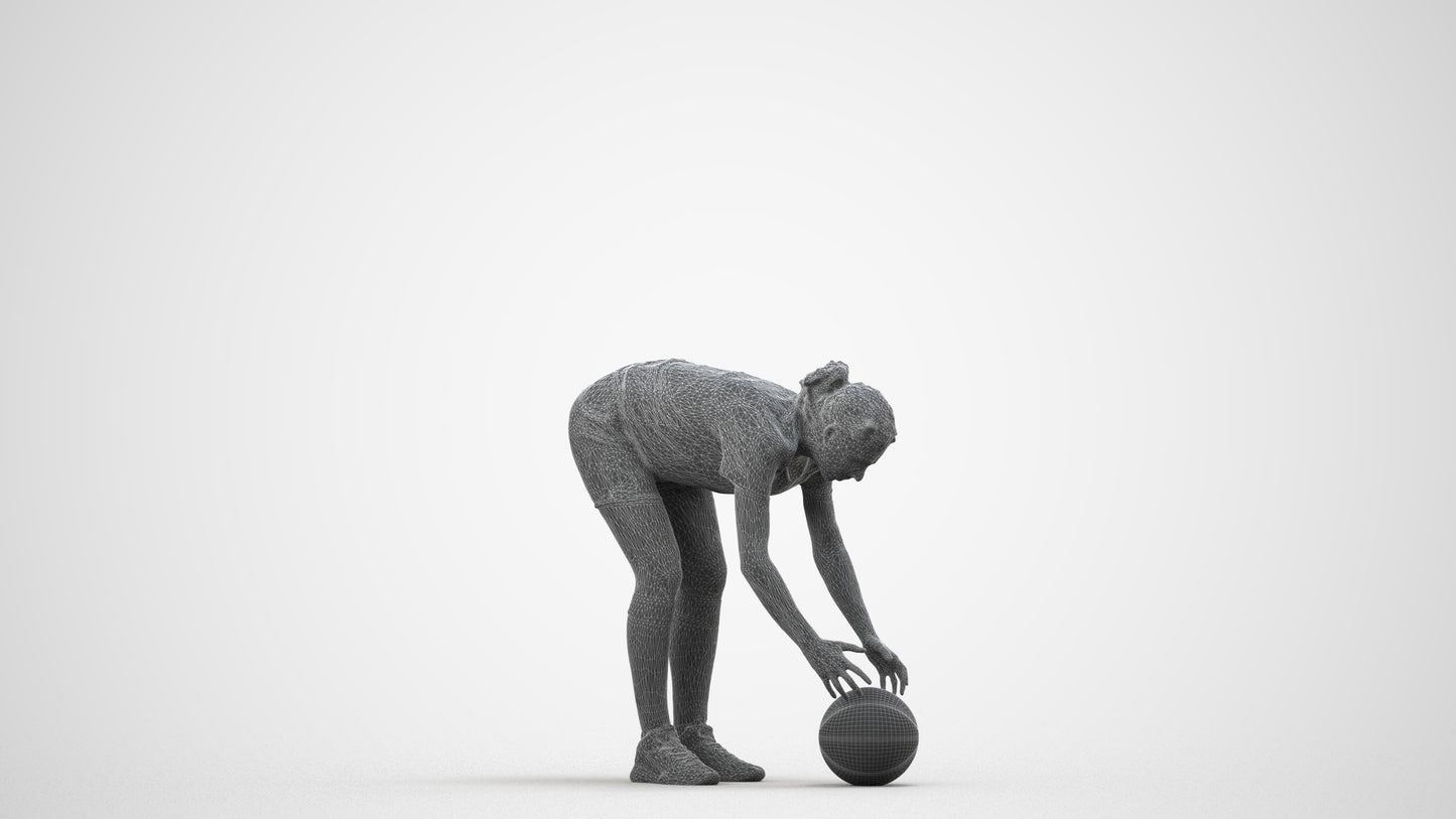 scanned 3D woman sport, photogrammetry people for Enscape and V-Ray, wireframe side view