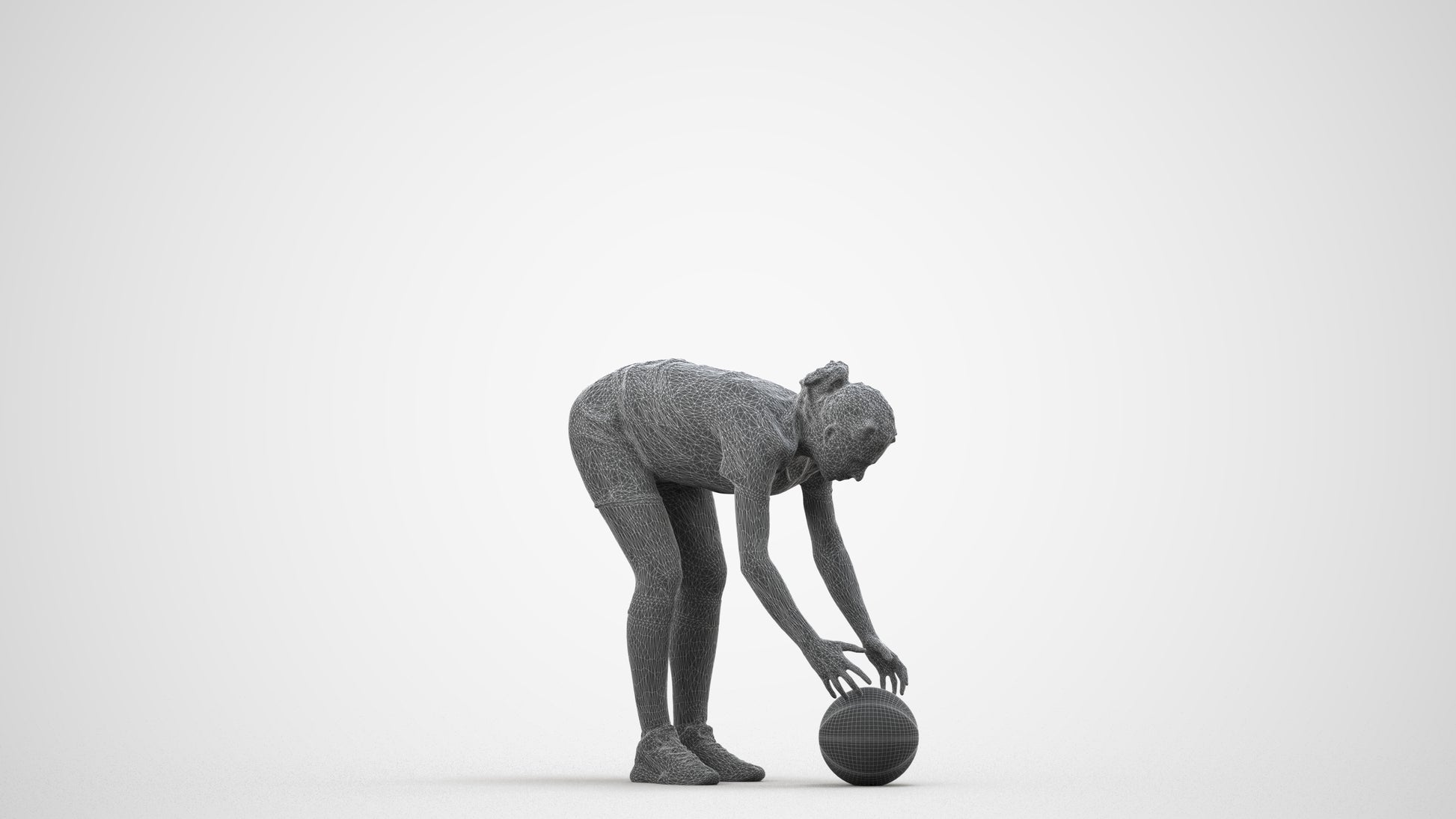 scanned 3D woman sport, photogrammetry people for Enscape and V-Ray, wireframe side view