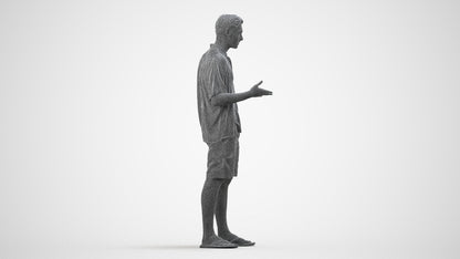 realistic 3D human man casual standing, archviz people FBX OBJ for Blender, wireframe side view