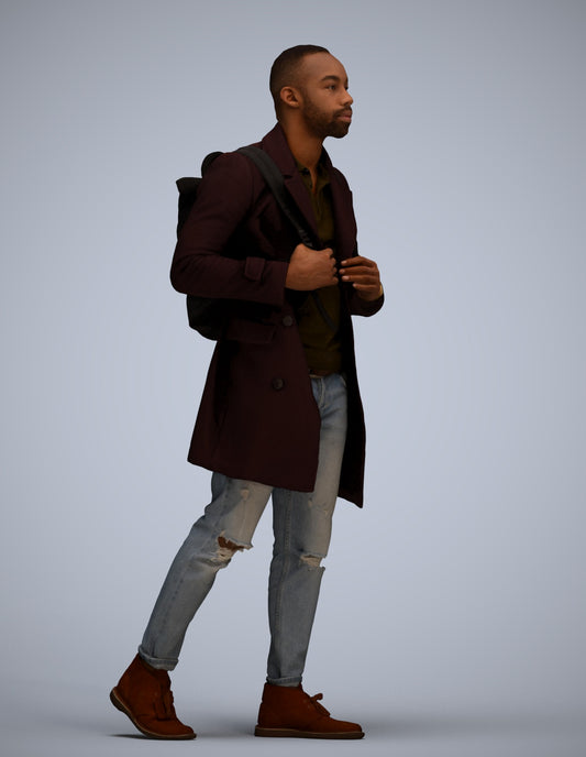 3D people model man casual walking, scanned human for 3ds Max rendering