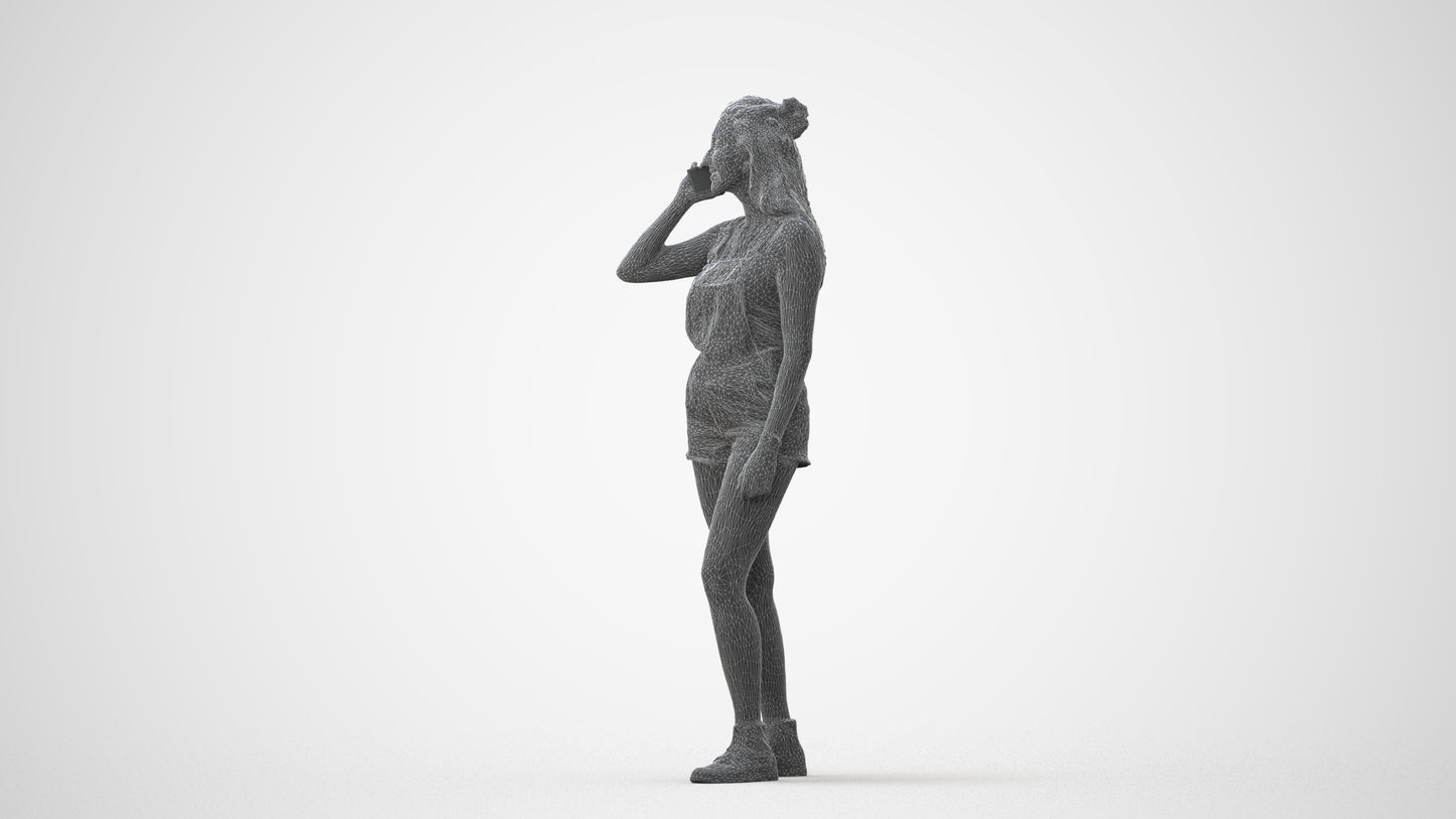 realistic 3D woman casual standing, scanned archviz people for Blender and 3ds Max, square thumbnail