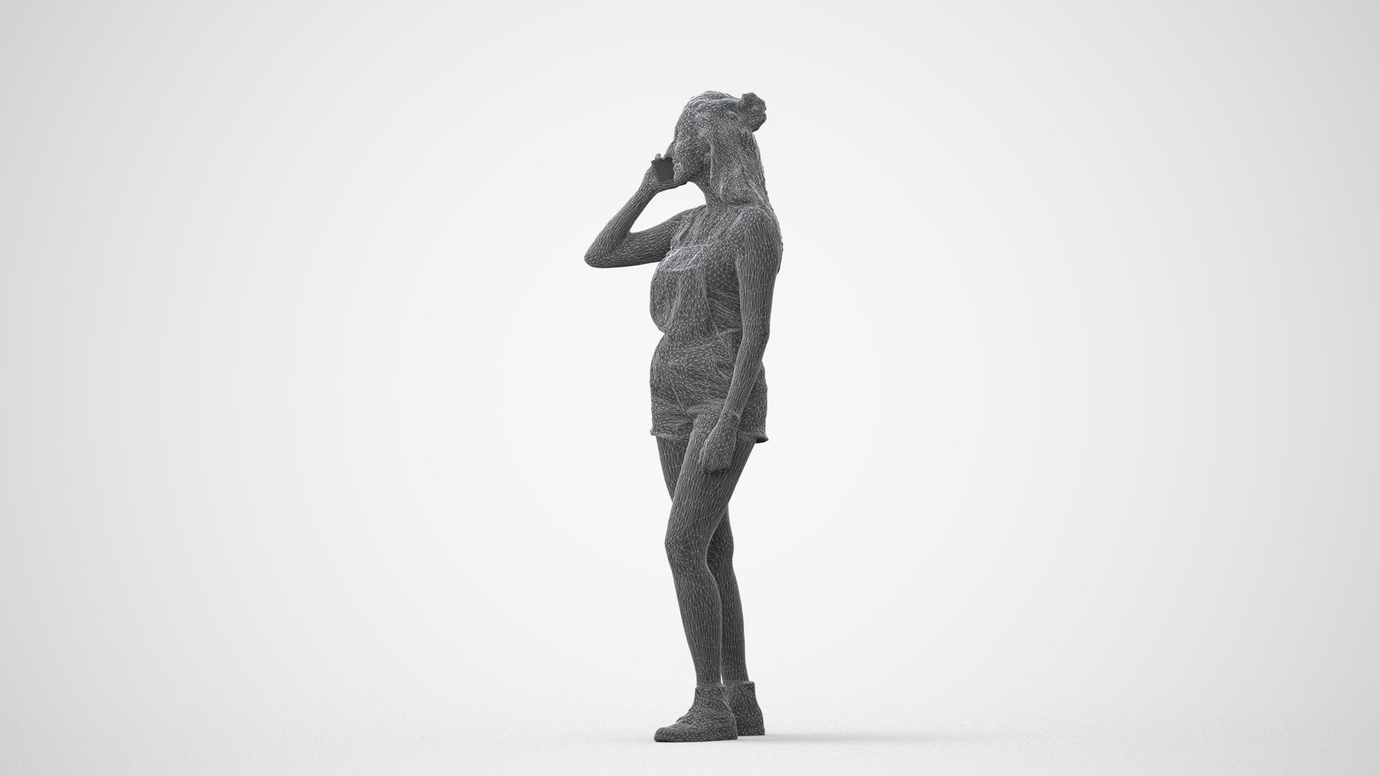 realistic 3D woman casual standing, scanned archviz people for Blender and 3ds Max, square thumbnail