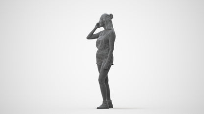 realistic 3D woman casual standing, scanned archviz people for Blender and 3ds Max, square thumbnail
