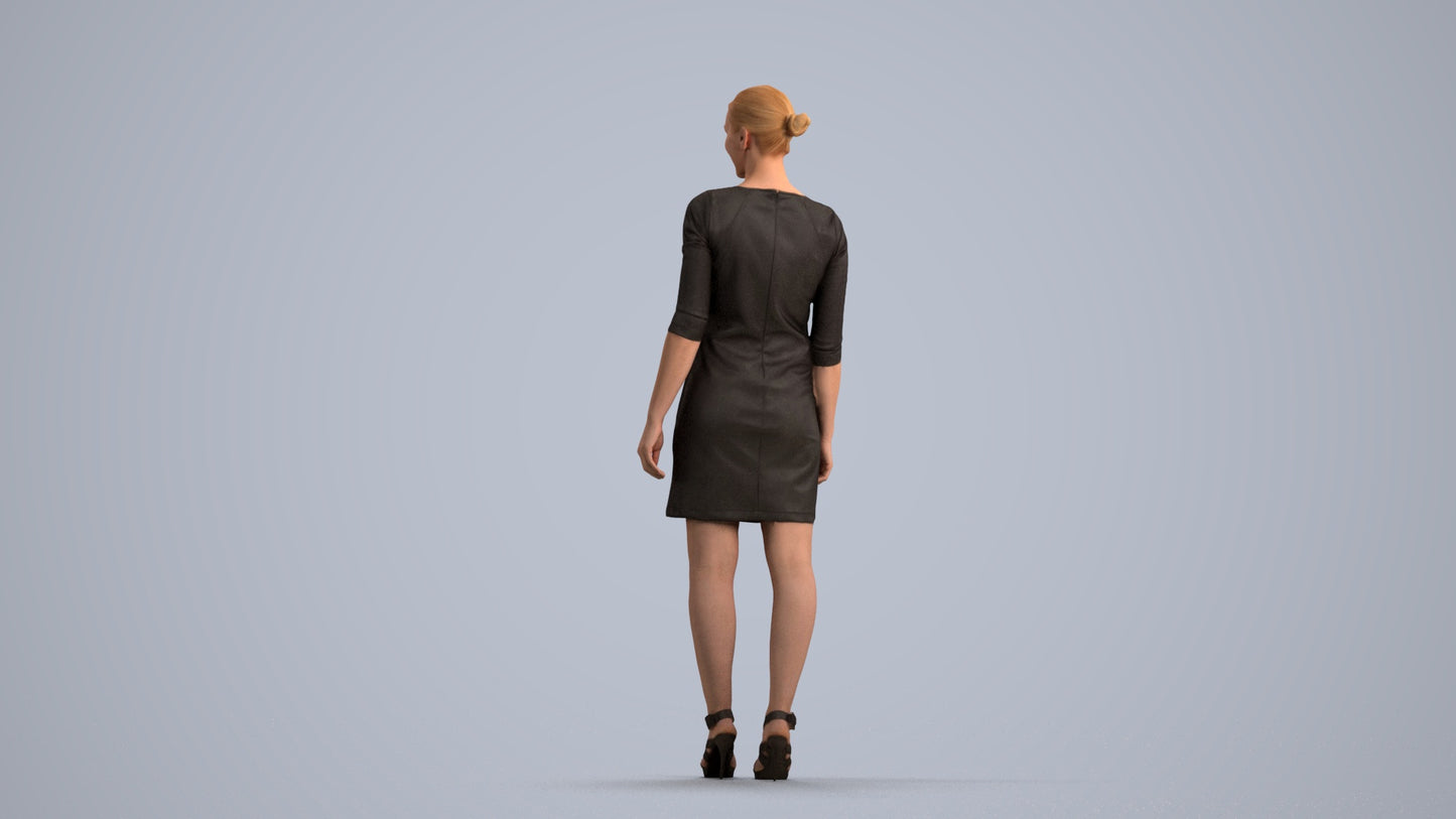 realistic 3D people woman business standing, render-ready for V-Ray and Corona, FBX OBJ, front view render