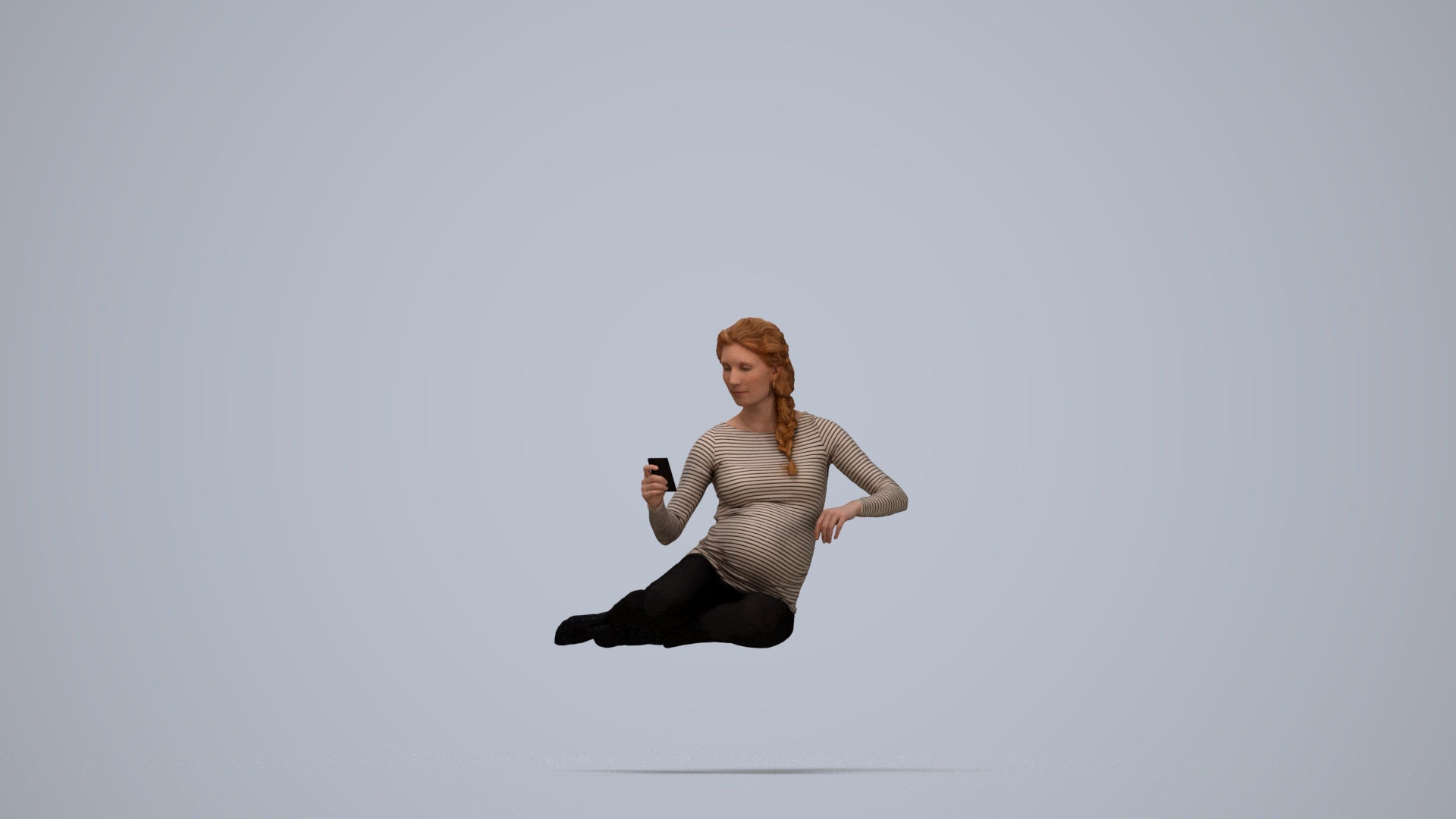 photogrammetry 3D woman casual sitting, realistic human model archviz FBX, top-down view render