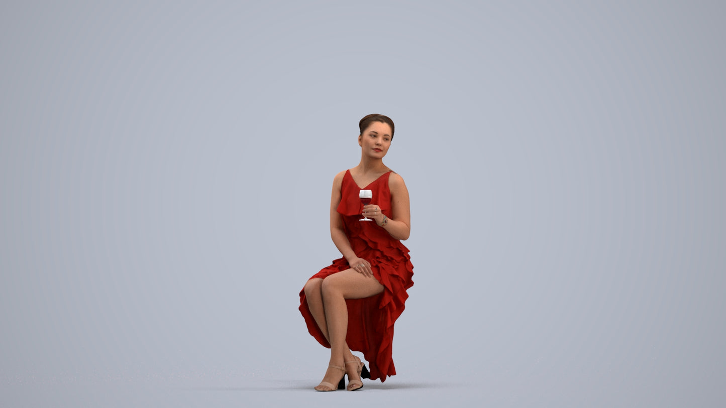 3D human model woman formal formalaffairs, photogrammetry scanned person for archviz, standing pose render