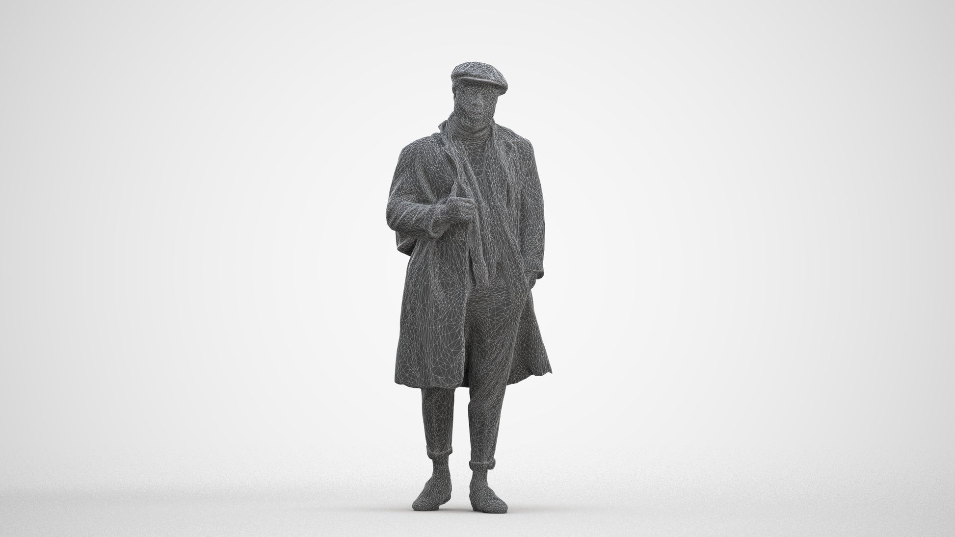 3D human model man casual walking, photogrammetry scanned person for archviz, three-quarter front view render