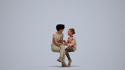 3D human model girl casual kids, photogrammetry scanned person for archviz, standing pose render