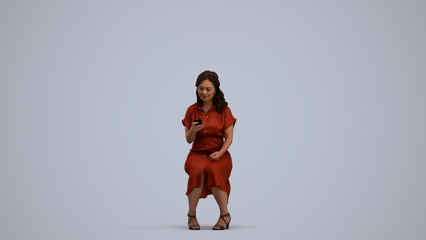 realistic 3D people woman casual sitting, render-ready for V-Ray and Corona, FBX OBJ, standing pose render