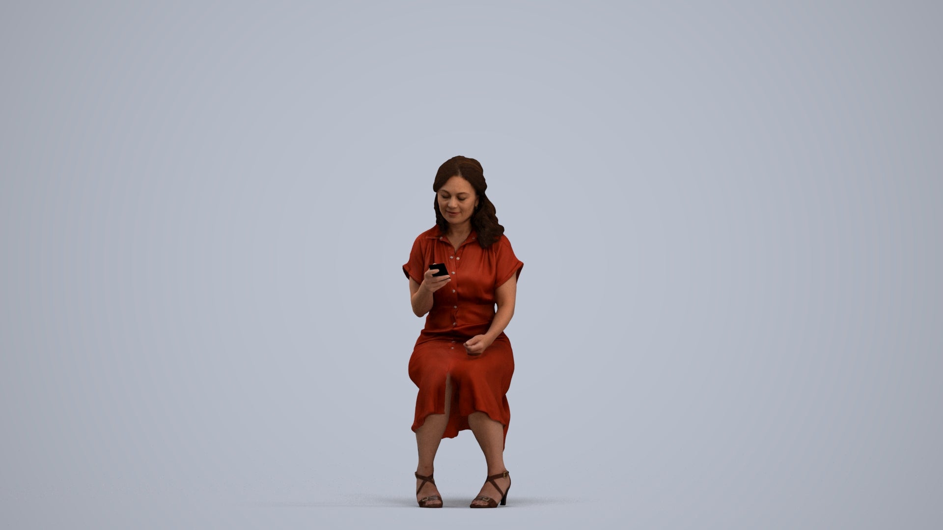 realistic 3D people woman casual sitting, render-ready for V-Ray and Corona, FBX OBJ, standing pose render