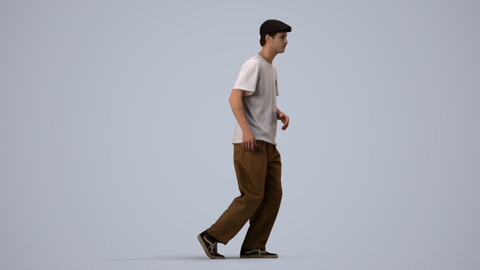 realistic 3D people man casual walking, render-ready for V-Ray and Corona, FBX OBJ, side view render