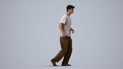 realistic 3D people man casual walking, render-ready for V-Ray and Corona, FBX OBJ, side view render