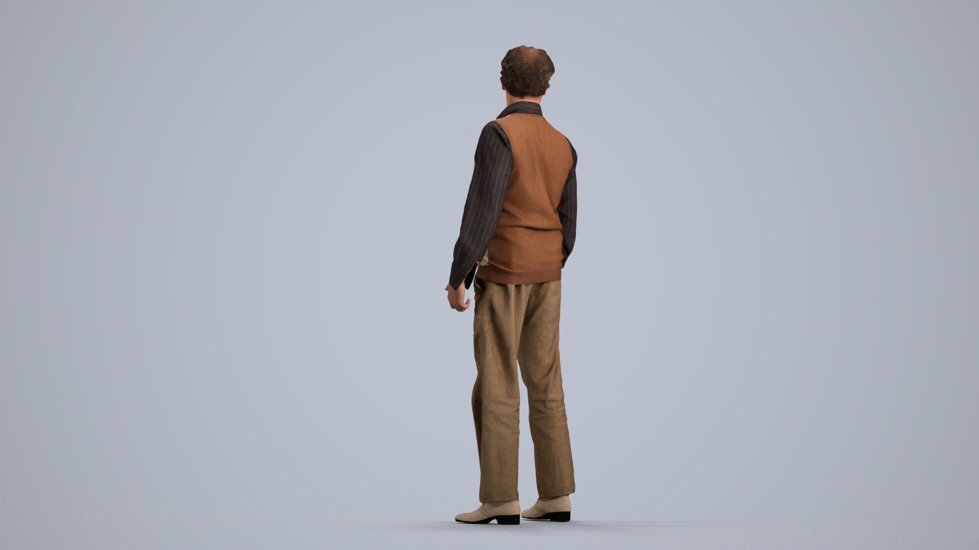realistic 3D human man business standing, archviz people FBX OBJ for Blender, front view render