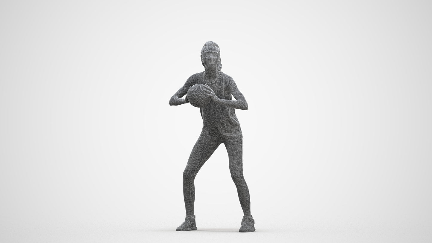 3D people model woman sport, scanned human for 3ds Max rendering, three-quarter front view render