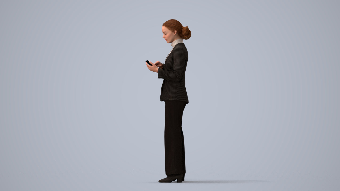 3D people model woman business, scanned human for 3ds Max rendering, three-quarter view render