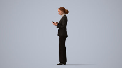 3D people model woman business, scanned human for 3ds Max rendering, three-quarter view render