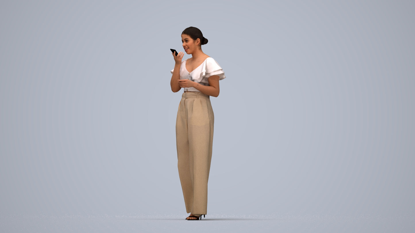 photogrammetry 3D woman business walking, realistic human model archviz FBX, top-down view render