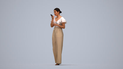 photogrammetry 3D woman business walking, realistic human model archviz FBX, top-down view render