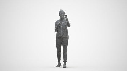 realistic 3D people woman casual standing, render-ready for V-Ray and Corona, FBX OBJ, three-quarter front view render