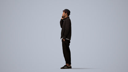 3D scanned man standing casual, photorealistic archviz people for Enscape and SketchUp, three-quarter view render