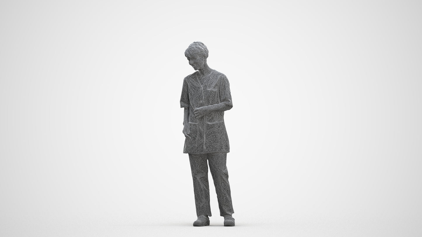 3D people model senior woman medical, scanned human for 3ds Max rendering, three-quarter front view render