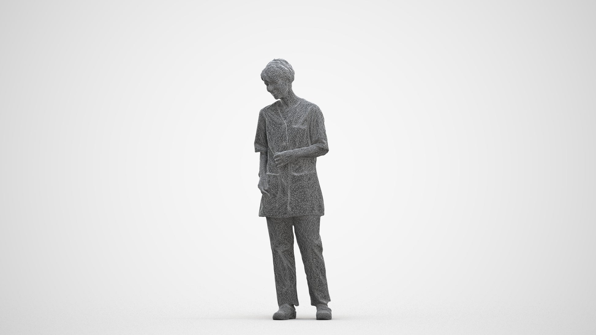 3D people model senior woman medical, scanned human for 3ds Max rendering, three-quarter front view render