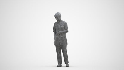 3D people model senior woman medical, scanned human for 3ds Max rendering, three-quarter front view render