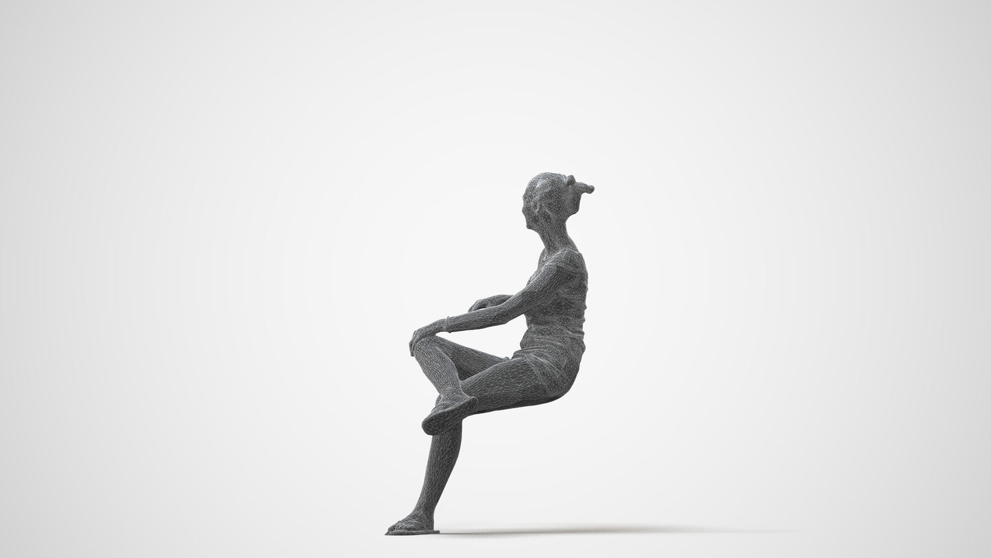 3D scanned girl sitting casual, photorealistic archviz people for Enscape and SketchUp, square thumbnail