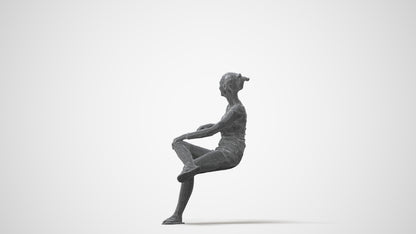 3D scanned girl sitting casual, photorealistic archviz people for Enscape and SketchUp, square thumbnail