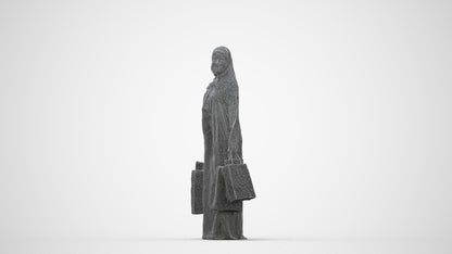 realistic 3D people woman casual shopping, render-ready for V-Ray and Corona, FBX OBJ, wireframe back view