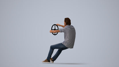 realistic 3D man casual driving, scanned archviz people for Blender and 3ds Max, three-quarter view render