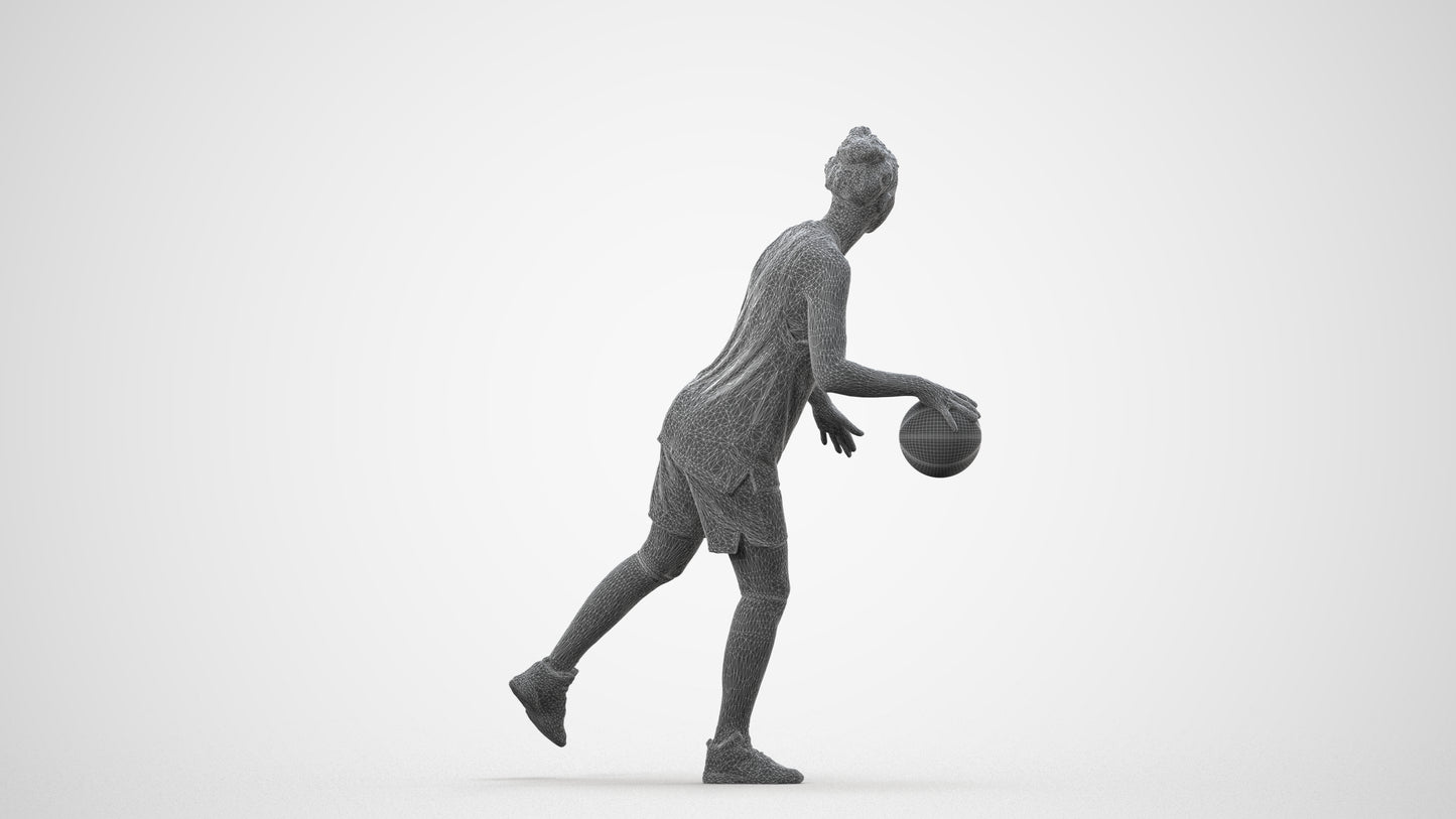 realistic 3D people woman sport, render-ready for V-Ray and Corona, FBX OBJ, wireframe side view