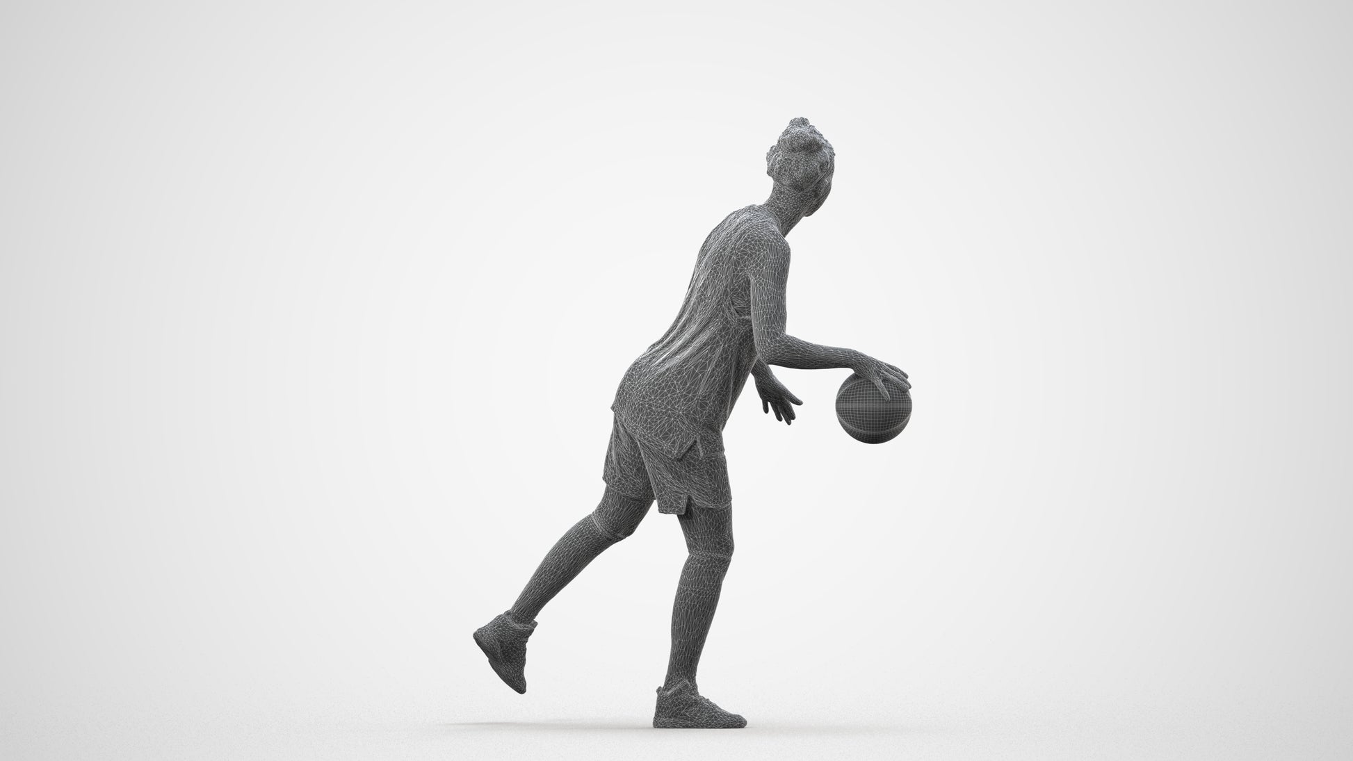realistic 3D people woman sport, render-ready for V-Ray and Corona, FBX OBJ, wireframe side view