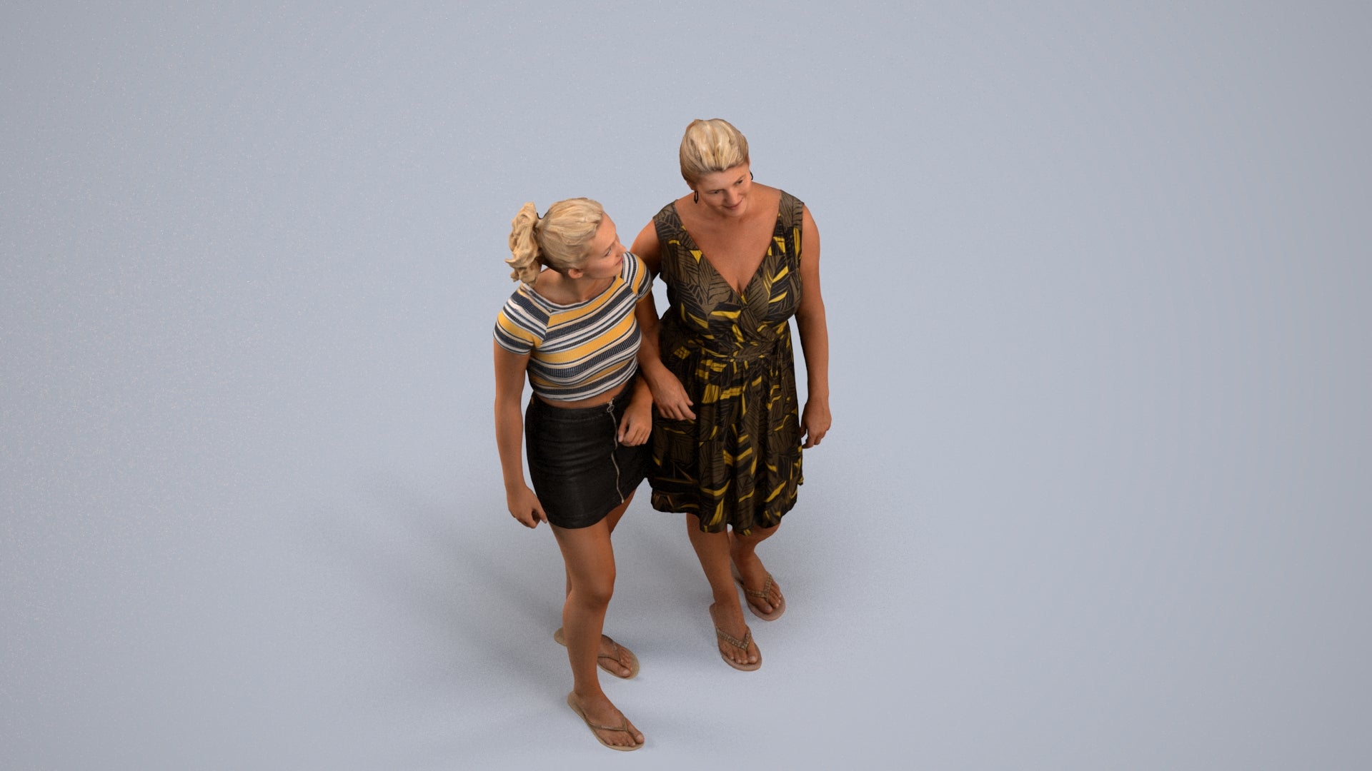 3D people model woman casual couple, scanned human for 3ds Max rendering, back view render