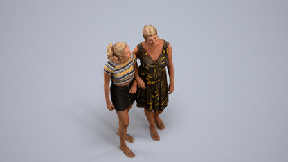 3D people model woman casual couple, scanned human for 3ds Max rendering, back view render