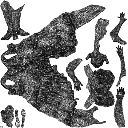 realistic 3D people woman formal dancing, render-ready for V-Ray and Corona, FBX OBJ, wireframe top-down view