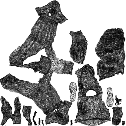 3D human model girl casual kids, photogrammetry scanned person for archviz, wireframe top-down view