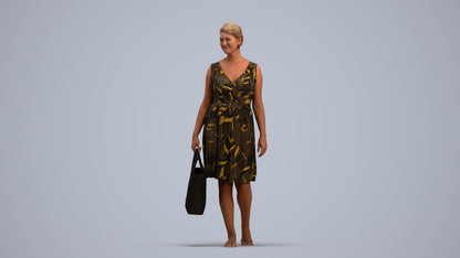 3D scanned woman shopping casual, photorealistic archviz people for Enscape and SketchUp, standing pose render