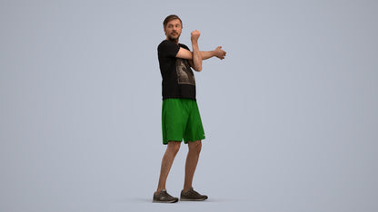 3D human model man sport, photogrammetry scanned person for archviz, standing pose render