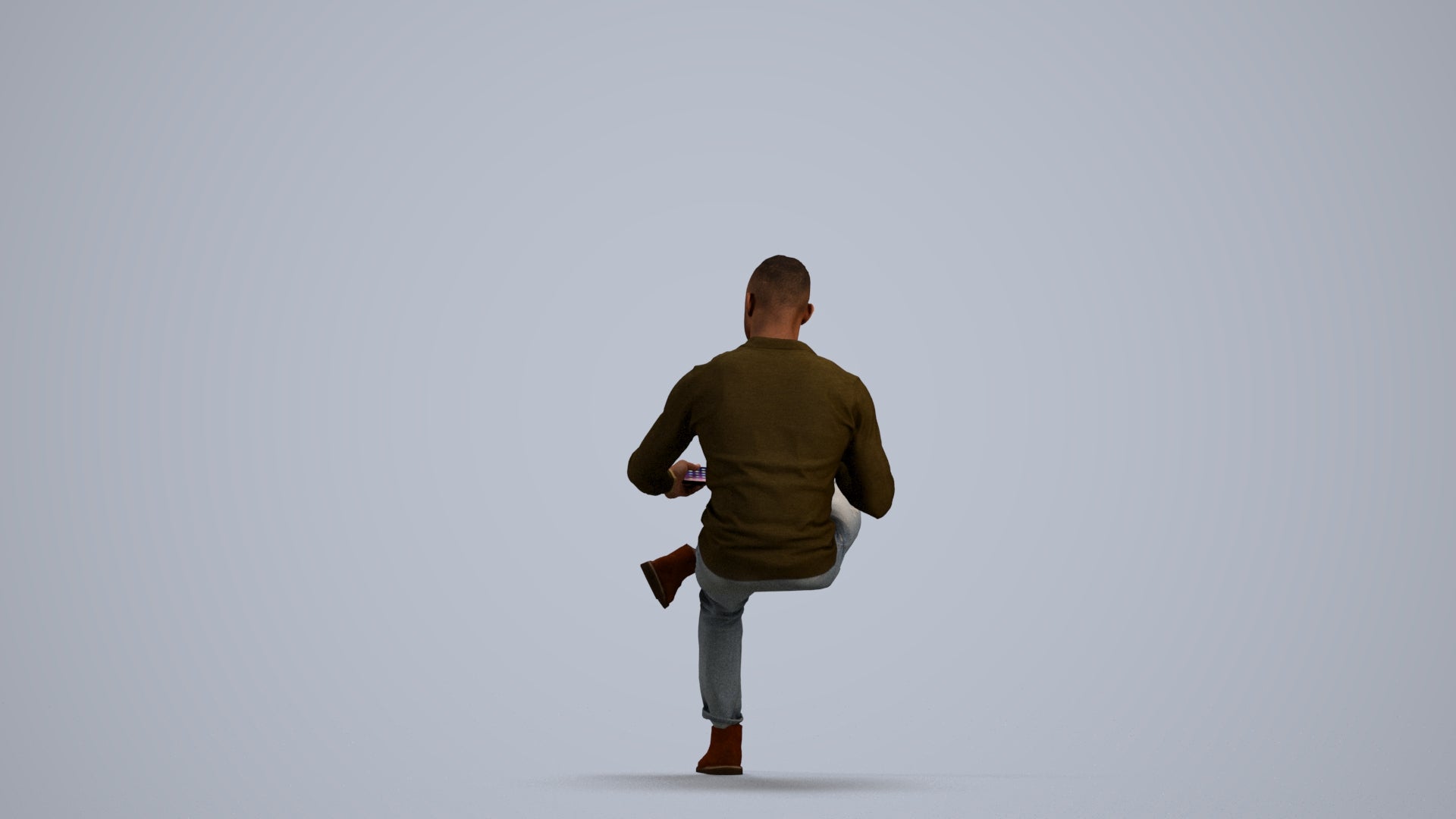 realistic 3D man casual sitting, scanned archviz people for Blender and 3ds Max, front view render