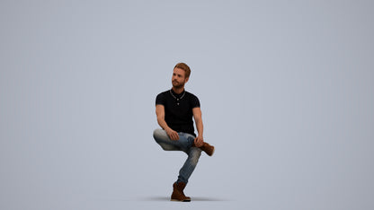 realistic 3D man casual sitting, scanned archviz people for Blender and 3ds Max, standing pose render