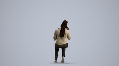realistic 3D people woman casual sitting, render-ready for V-Ray and Corona, FBX OBJ, front view render