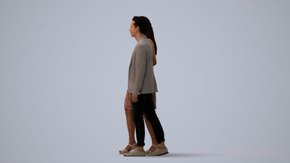 realistic 3D people woman formal couple, render-ready for V-Ray and Corona, FBX OBJ, three-quarter view render