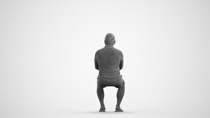 realistic 3D people man casual sitting, render-ready for V-Ray and Corona, FBX OBJ, wireframe front view