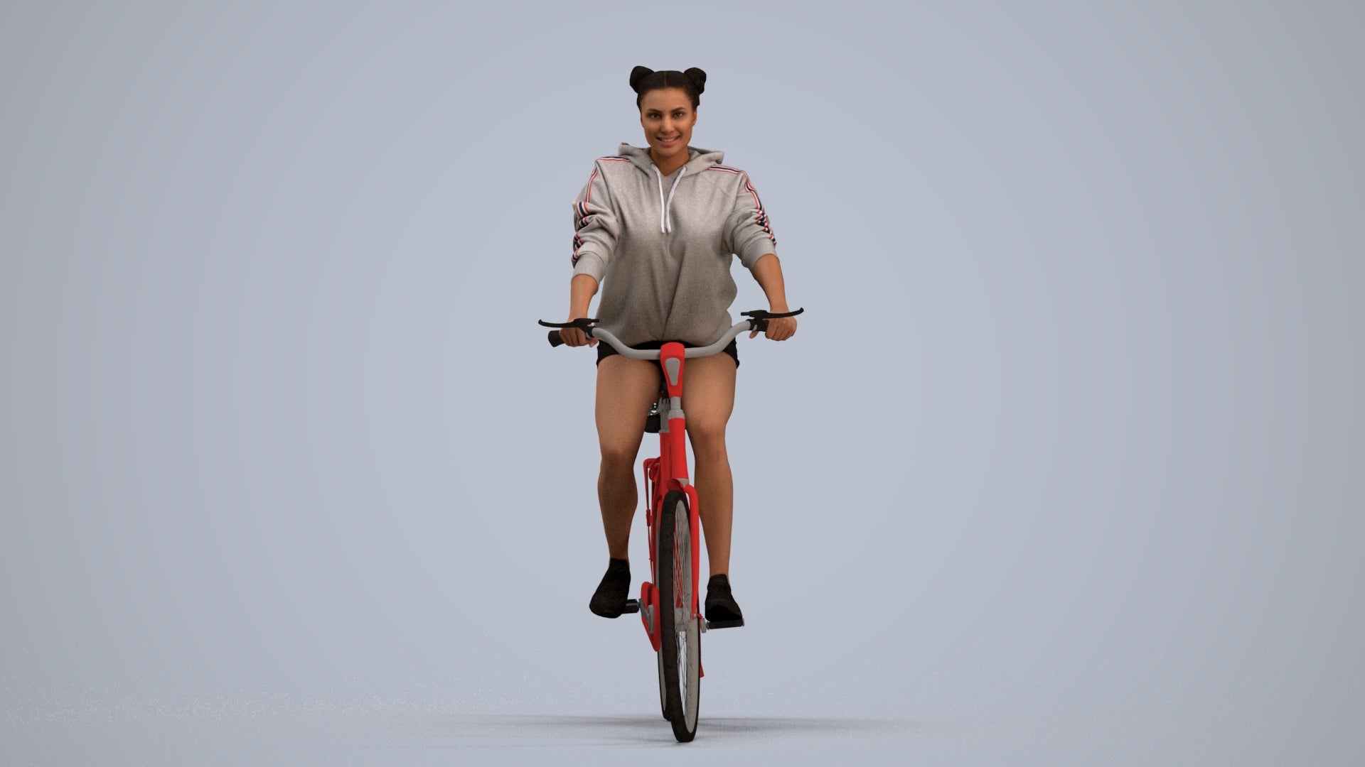 scanned 3D woman casual cycling, photogrammetry people for Enscape and V-Ray, standing pose render