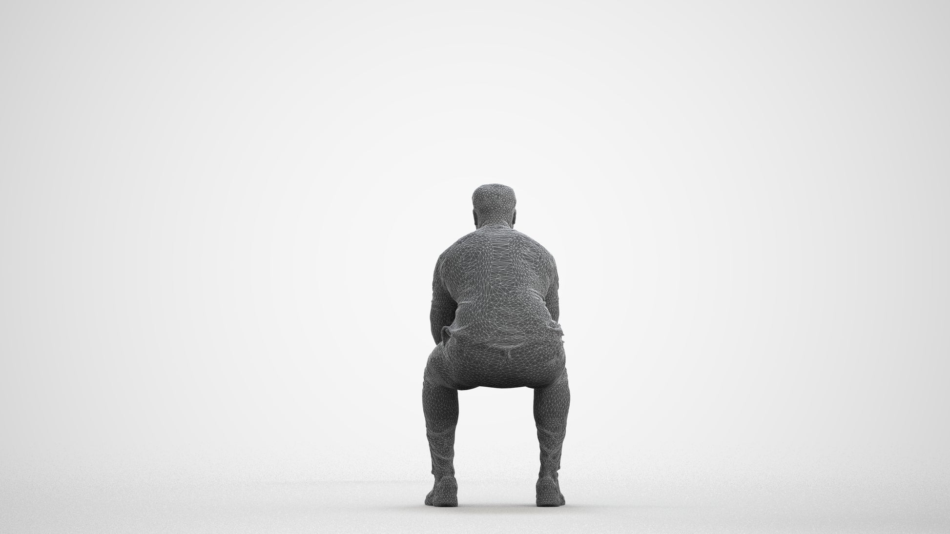 realistic 3D people man casual sitting, render-ready for V-Ray and Corona, FBX OBJ, wireframe front view