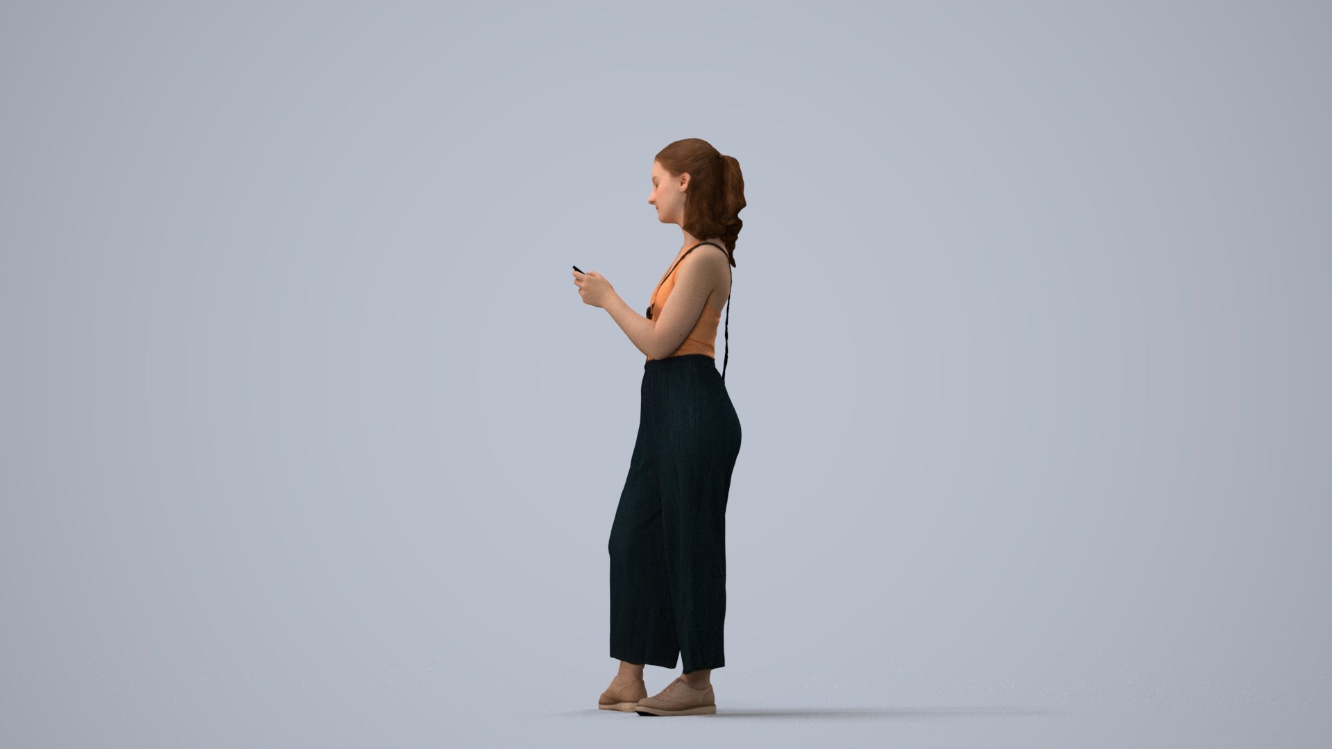 realistic 3D people girl casual kids, render-ready for V-Ray and Corona, FBX OBJ, three-quarter view render